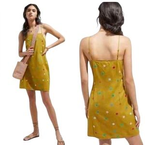 Corey Lynn Calter Yellow Spaghetti Strap Mini Sundress polka dots size medium